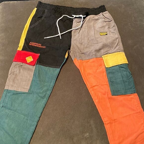 Men’s Shein Multicolor Corduroy Drawstring Pants Size M NWOT - Picture 2 of 10